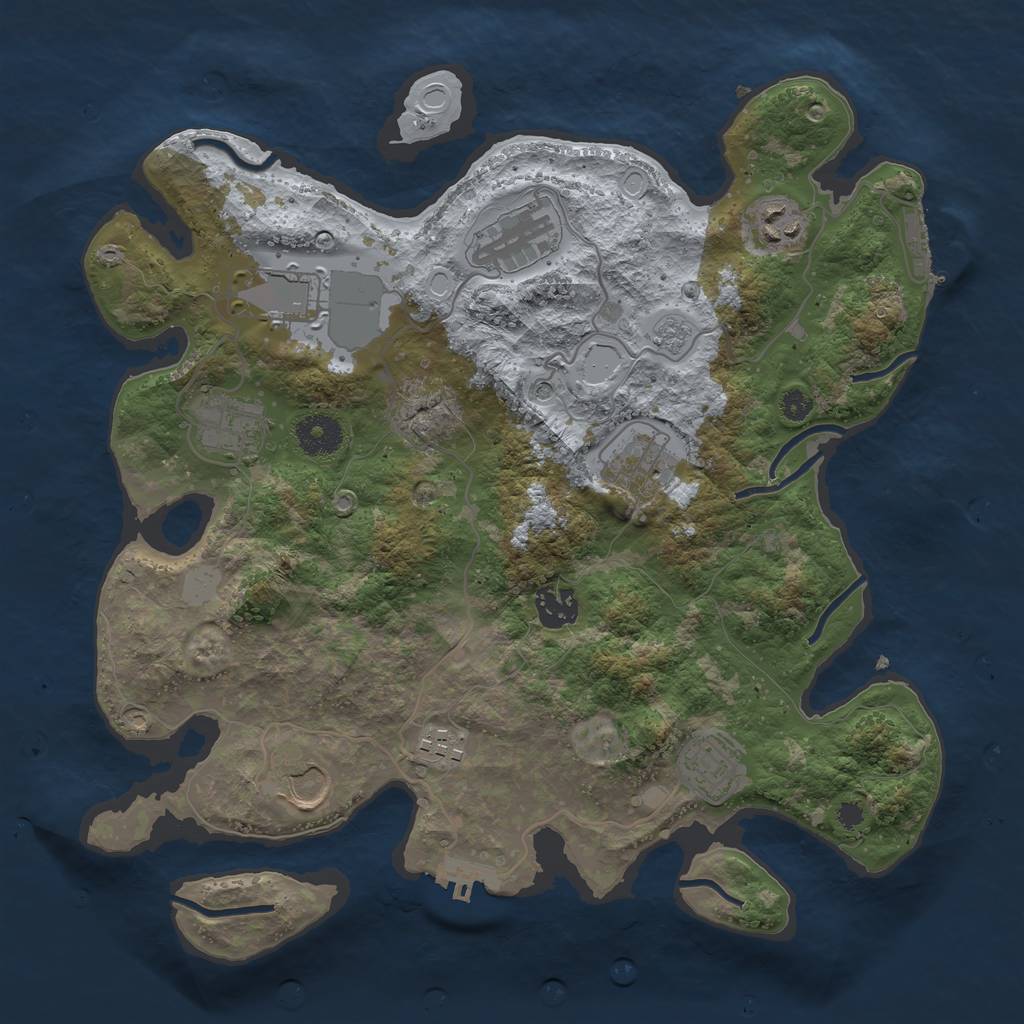 Rust Map: Procedural Map, Size: 3500, Seed: 70261153, 18 Monuments