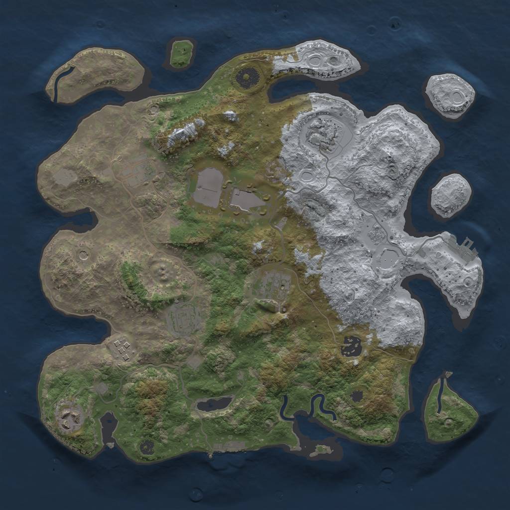 Rust Map: Procedural Map, Size: 3500, Seed: 28667, 17 Monuments