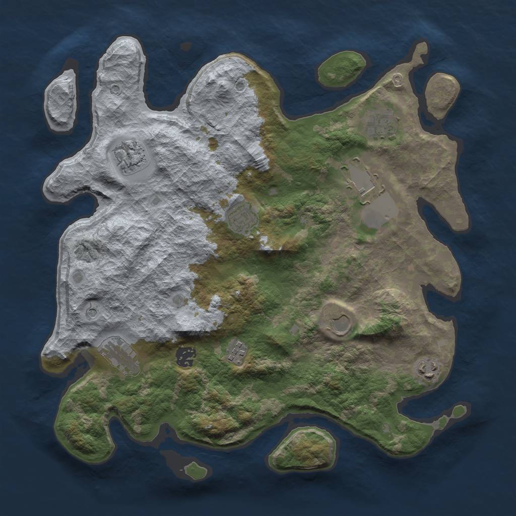 Rust Map: Barren, Size: 3700, Seed: 13911293, 12 Monuments