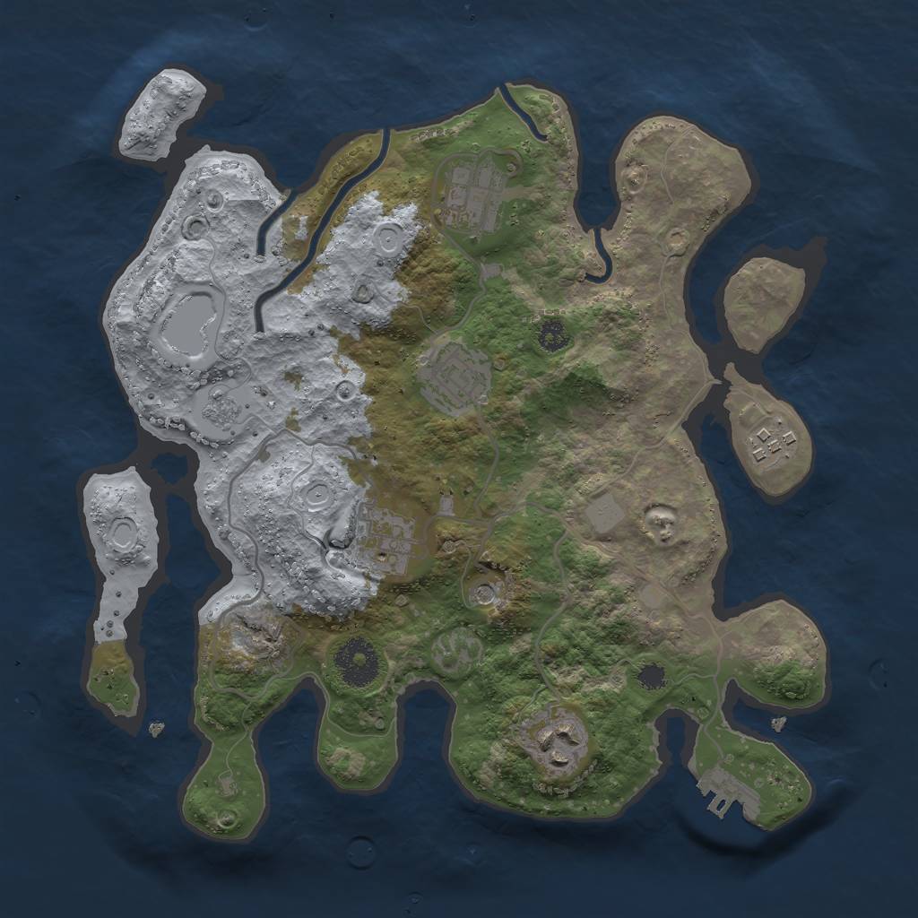 Rust Map: Procedural Map, Size: 3000, Seed: 376608, 13 Monuments