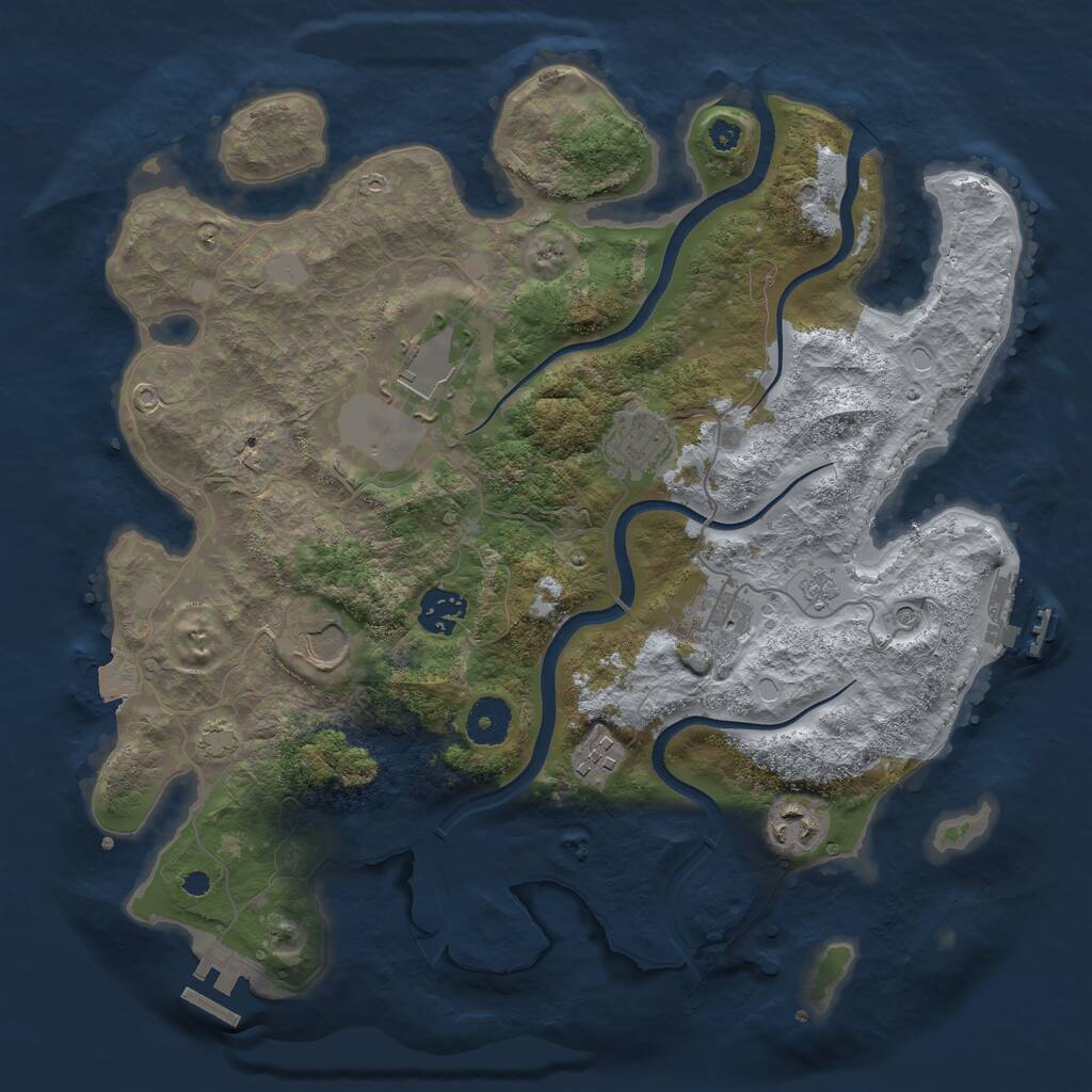 Rust Map: Procedural Map, Size: 3501, Seed: 339609987, 13 Monuments