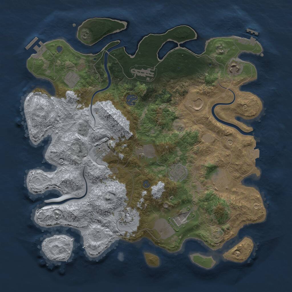 Rust Map: Procedural Map, Size: 3750, Seed: 1177655020, 19 Monuments