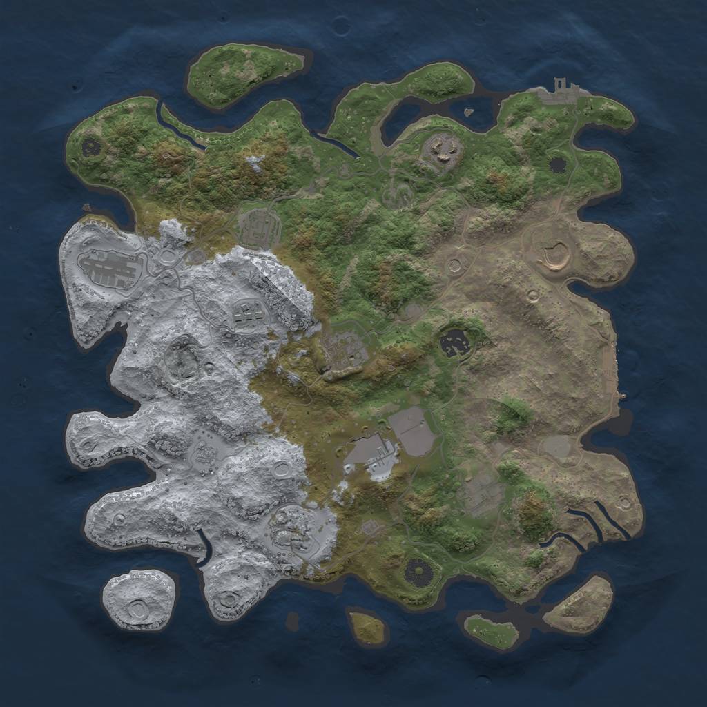 Rust Map: Procedural Map, Size: 3750, Seed: 1177655020, 19 Monuments