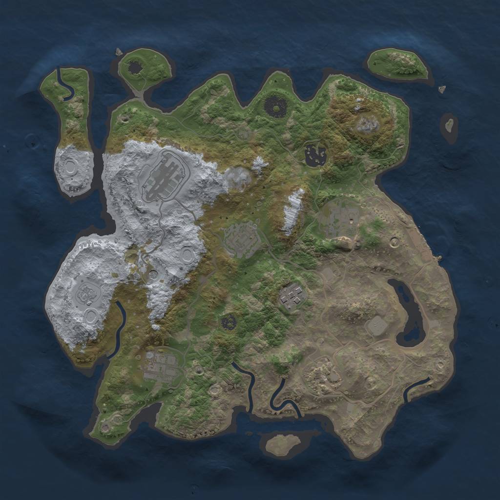 Rust Map: Procedural Map, Size: 3250, Seed: 918419370, 15 Monuments