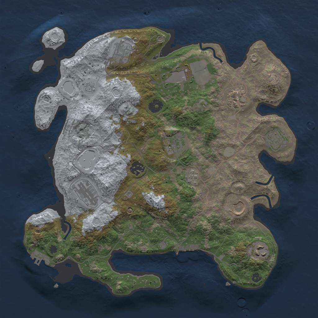 Rust Map: Procedural Map, Size: 3500, Seed: 17291000, 19 Monuments