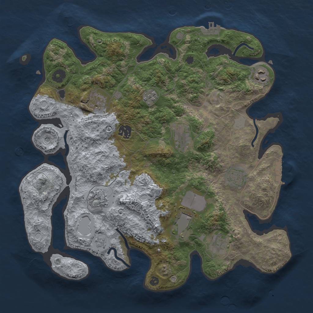 Rust Map: Procedural Map, Size: 3500, Seed: 53962, 18 Monuments