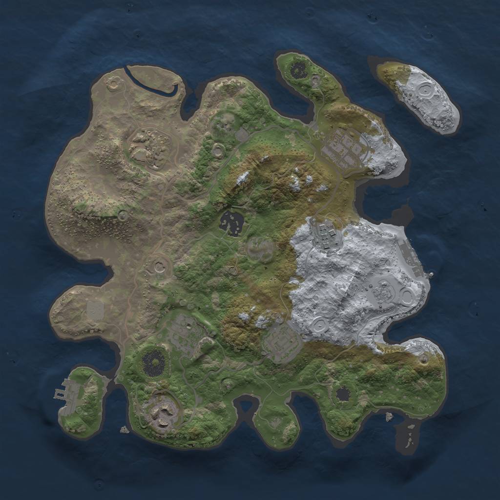Rust Map: Procedural Map, Size: 3000, Seed: 47739, 16 Monuments