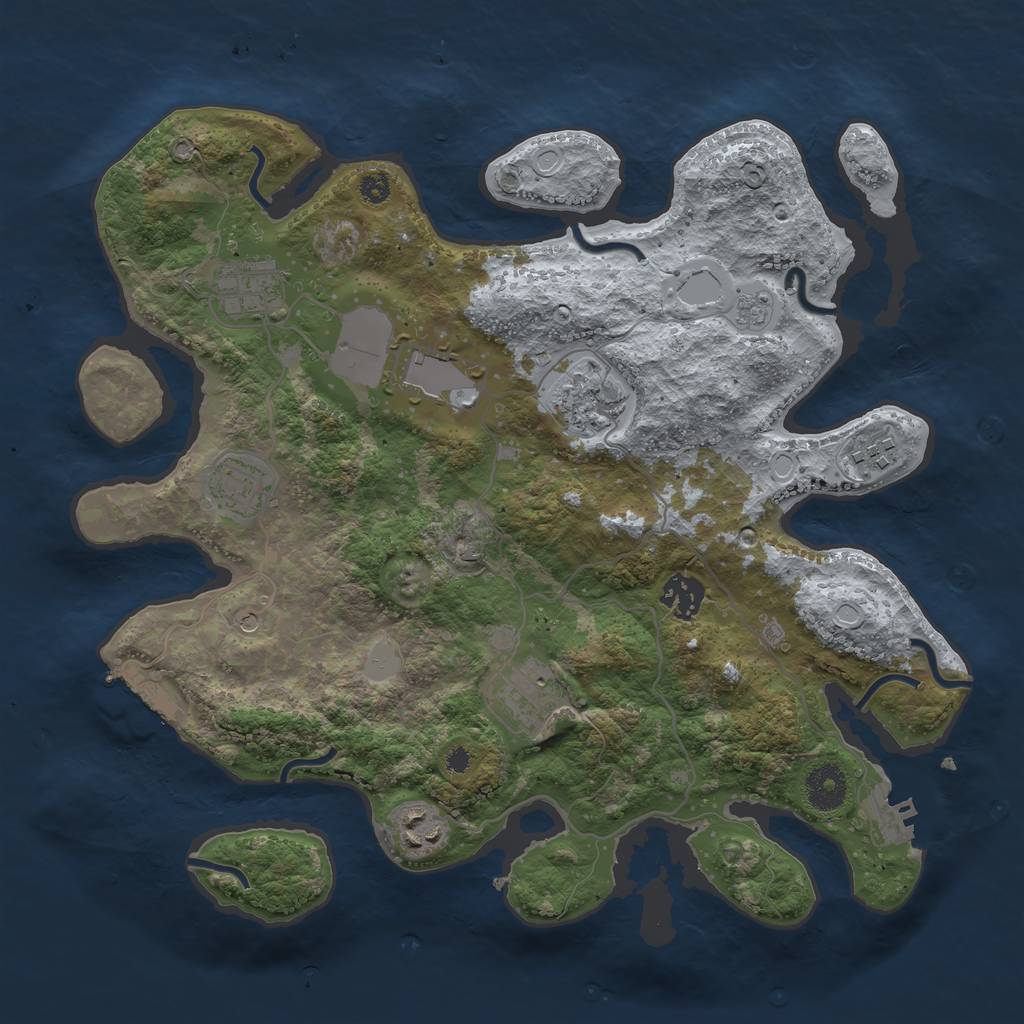 Rust Map: Procedural Map, Size: 3500, Seed: 79031861, 17 Monuments
