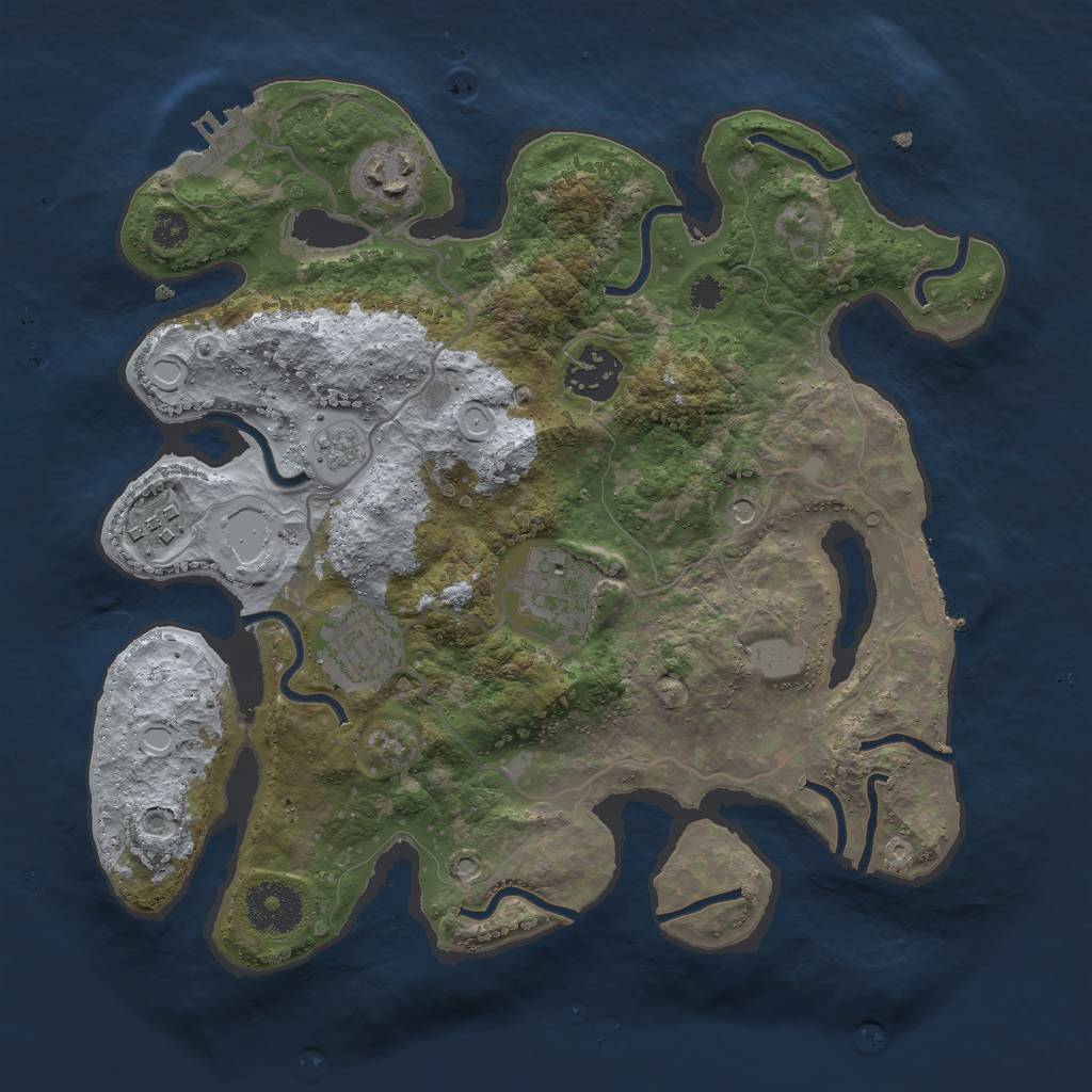 Rust Map: Procedural Map, Size: 3000, Seed: 7528041, 14 Monuments