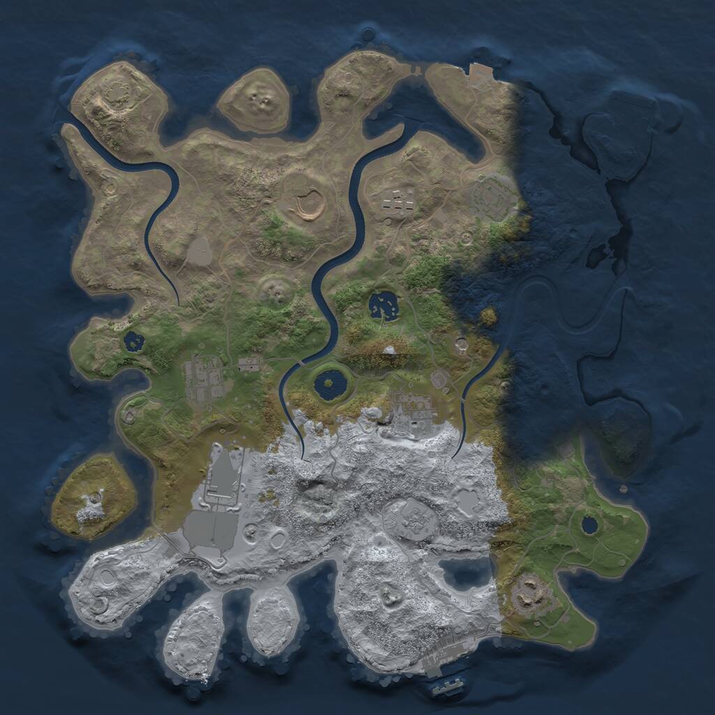 Rust Map: Procedural Map, Size: 3500, Seed: 875336175, 14 Monuments