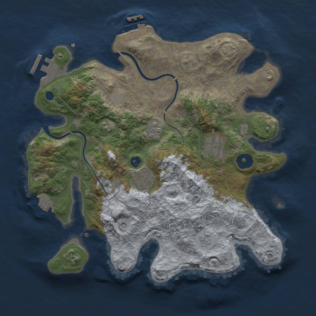 Rust Map: Procedural Map, Size: 3000, Seed: 731039923, 9 Monuments