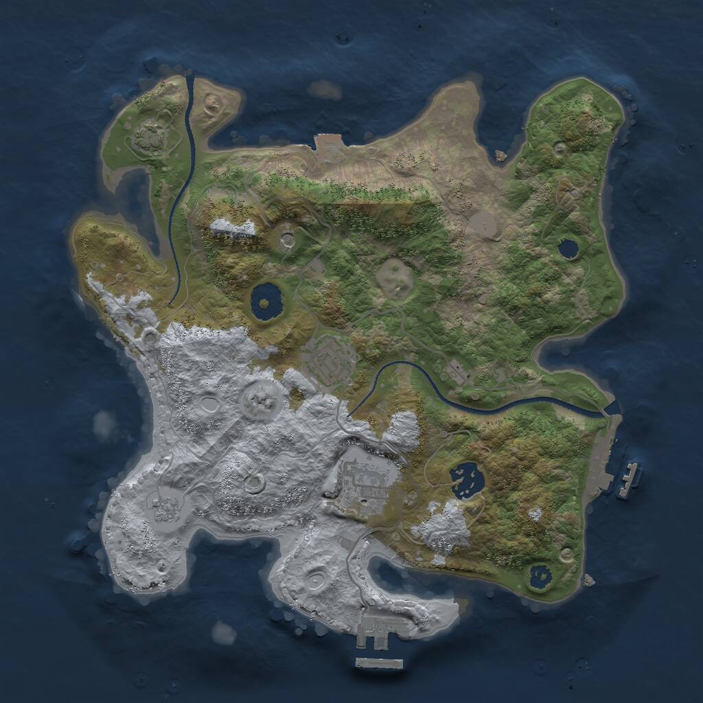 Rust Map: Procedural Map, Size: 3000, Seed: 7128653, 9 Monuments
