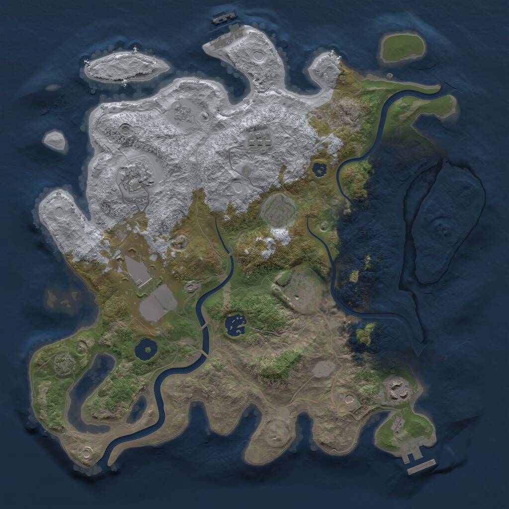 Rust Map: Procedural Map, Size: 3500, Seed: 2037237355, 13 Monuments