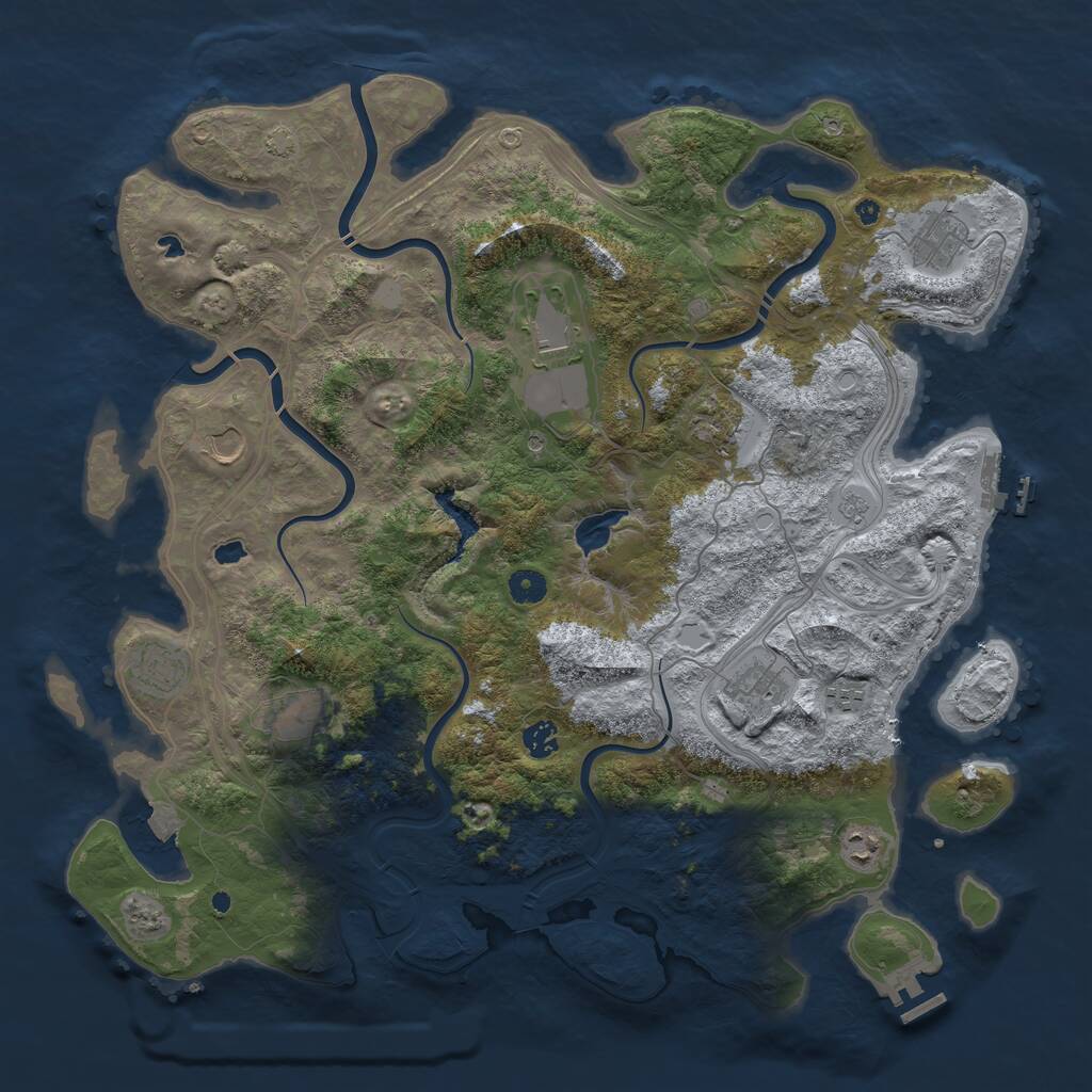Rust Map: Procedural Map, Size: 4500, Seed: 421582429, 16 Monuments