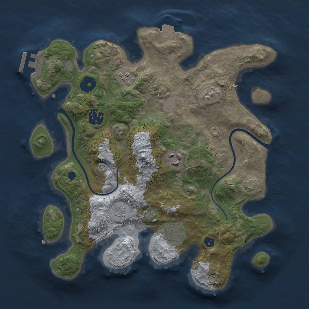 Rust Map: Procedural Map, Size: 3000, Seed: 5241973, 9 Monuments