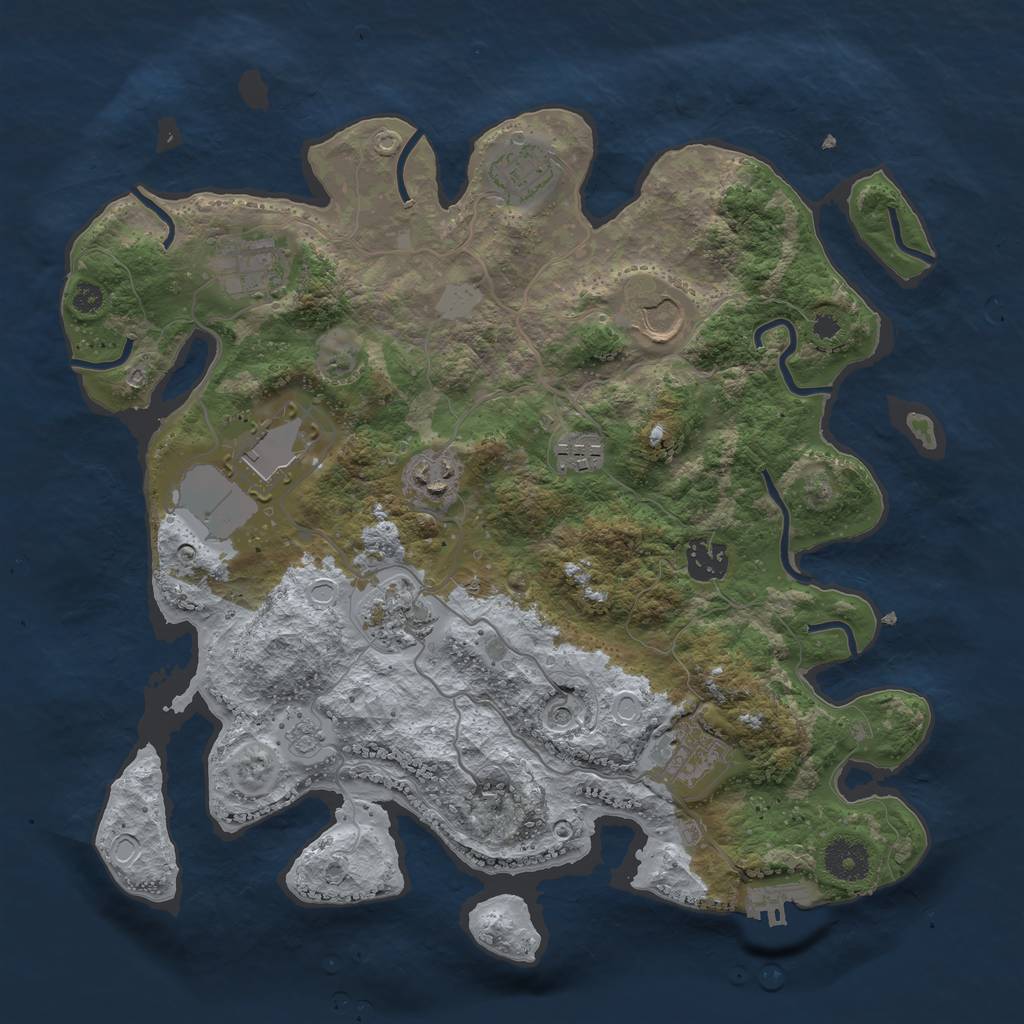 Rust Map: Procedural Map, Size: 3500, Seed: 88888, 17 Monuments