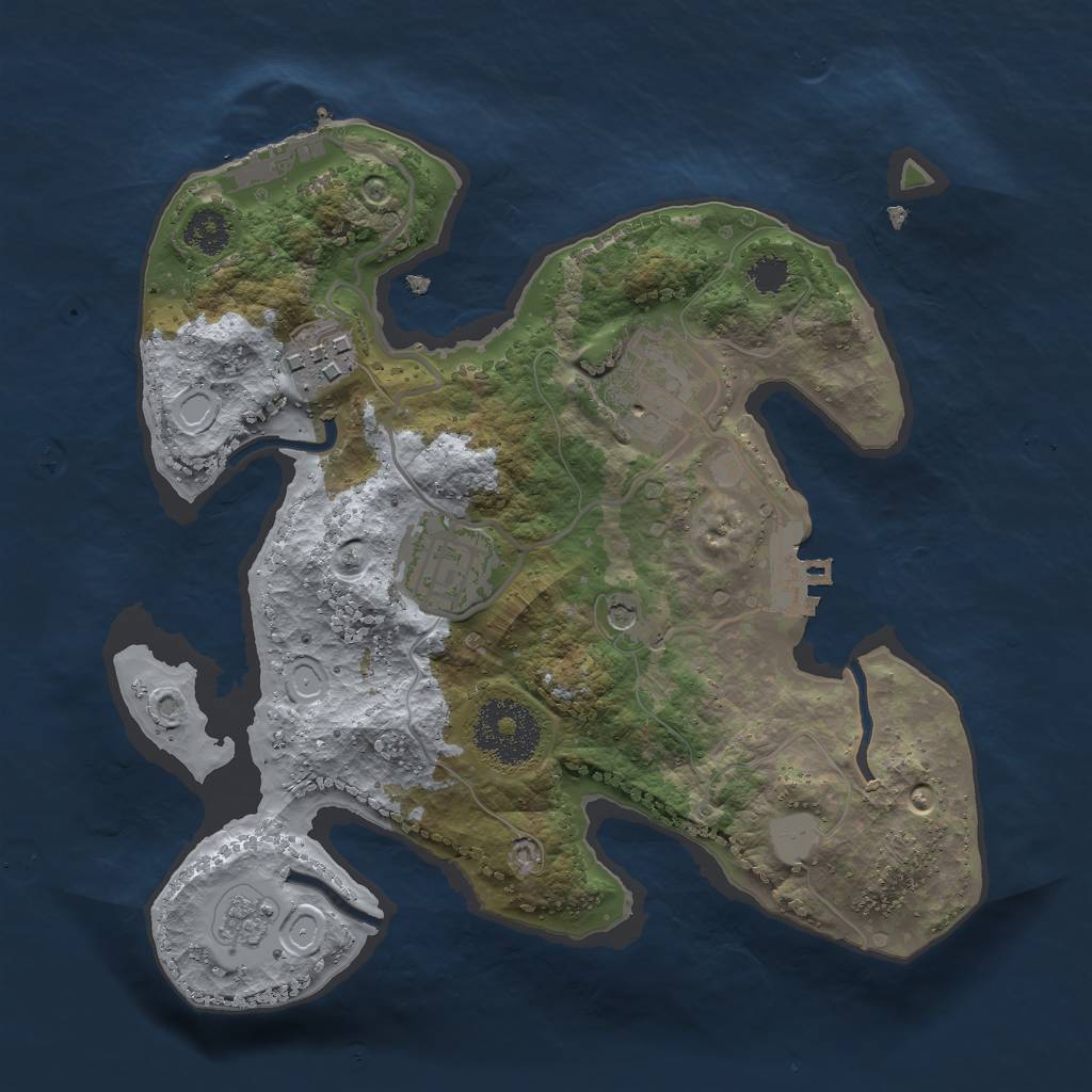 Rust Map: Procedural Map, Size: 2500, Seed: 2345234, 12 Monuments