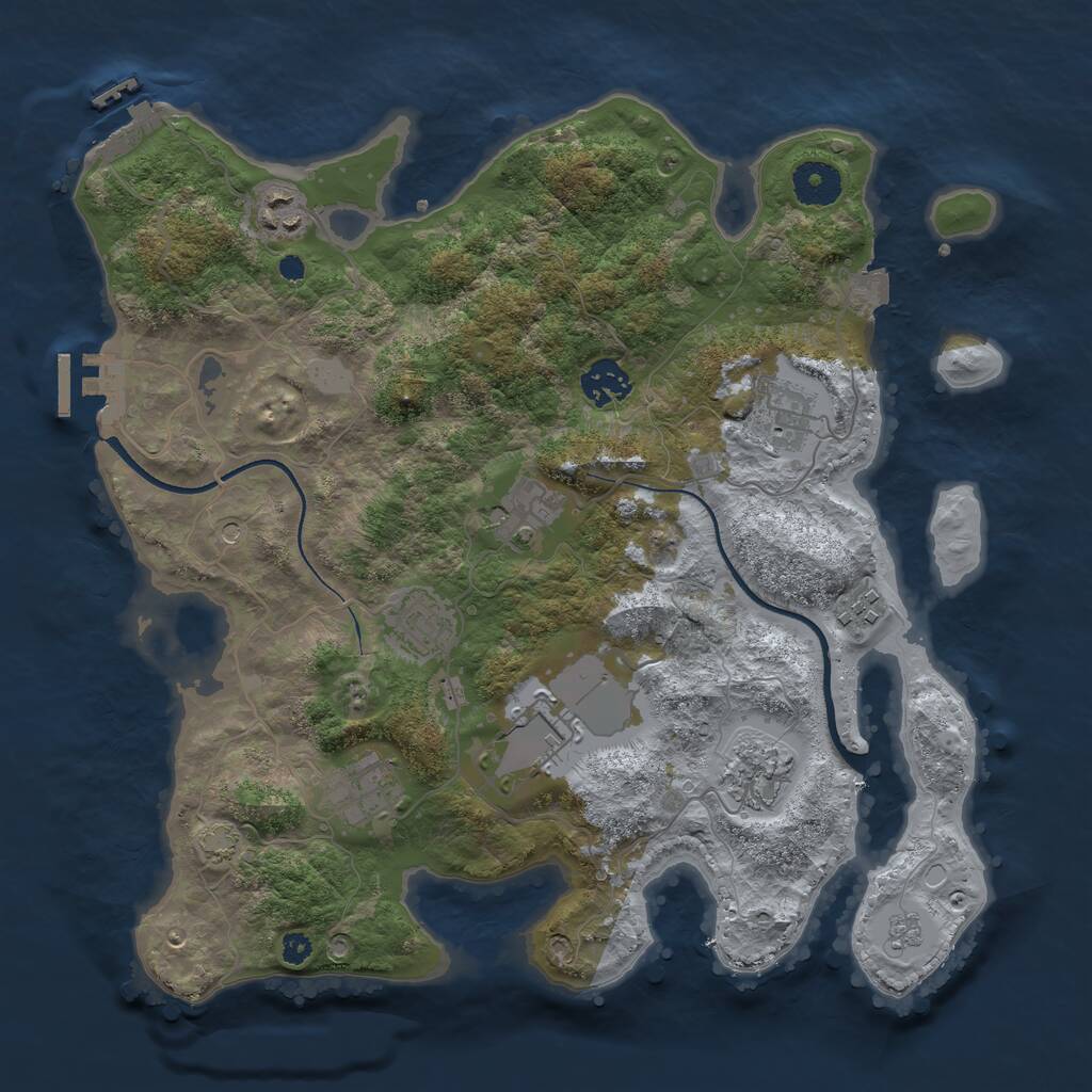 Rust Map: Procedural Map, Size: 3500, Seed: 9476968, 15 Monuments