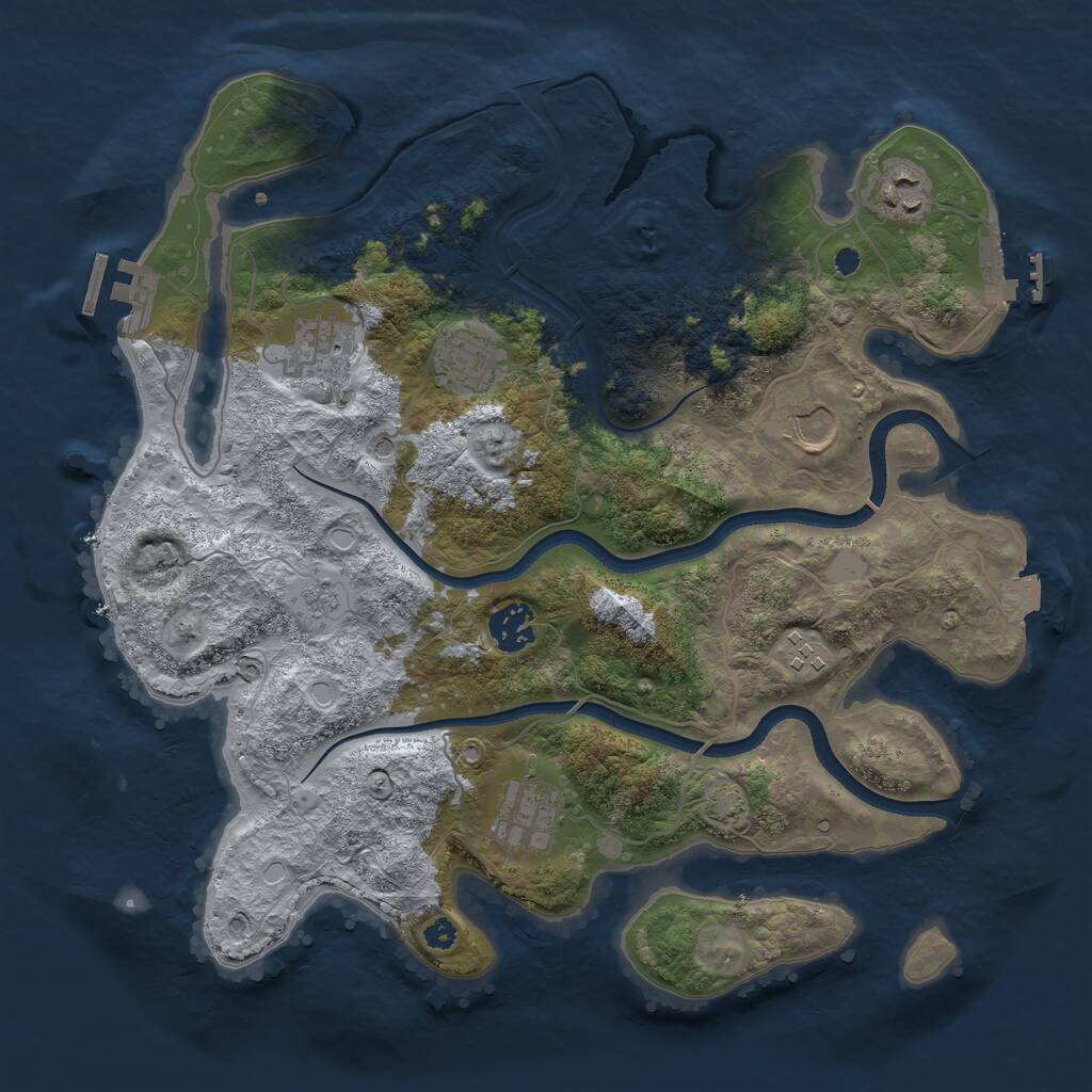 Rust Map: Procedural Map, Size: 3500, Seed: 177776, 13 Monuments