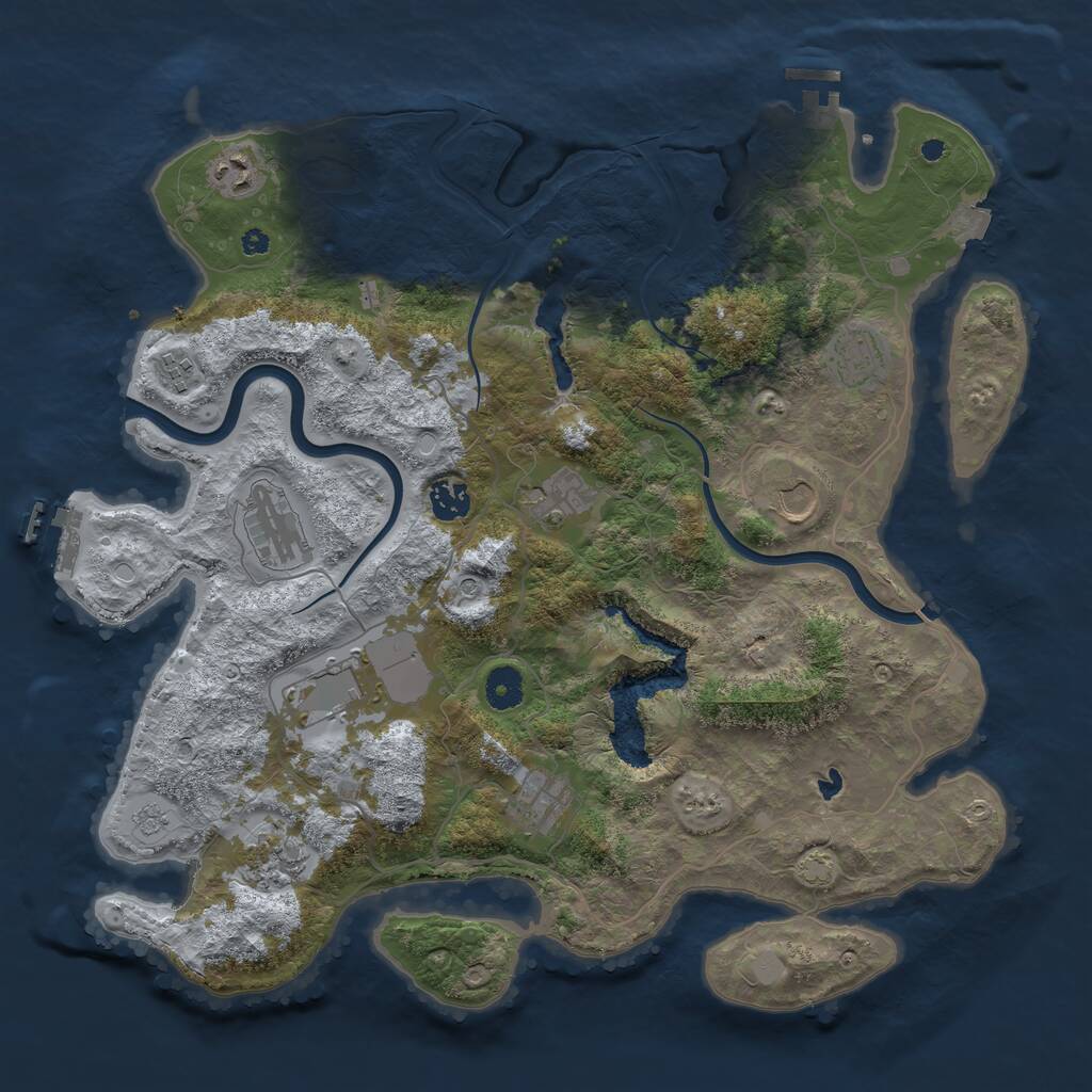 Rust Map: Procedural Map, Size: 4000, Seed: 28507, 16 Monuments