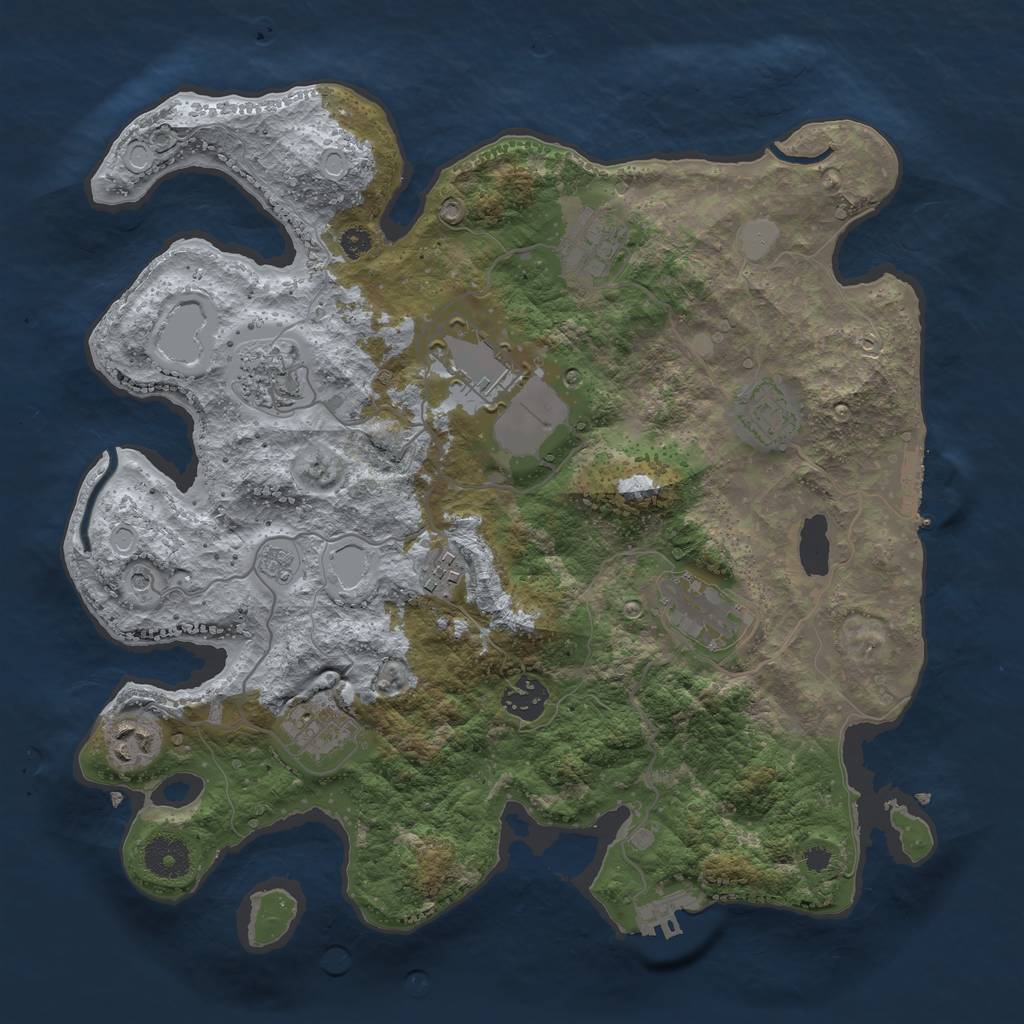 Rust Map: Procedural Map, Size: 3500, Seed: 9236388, 18 Monuments