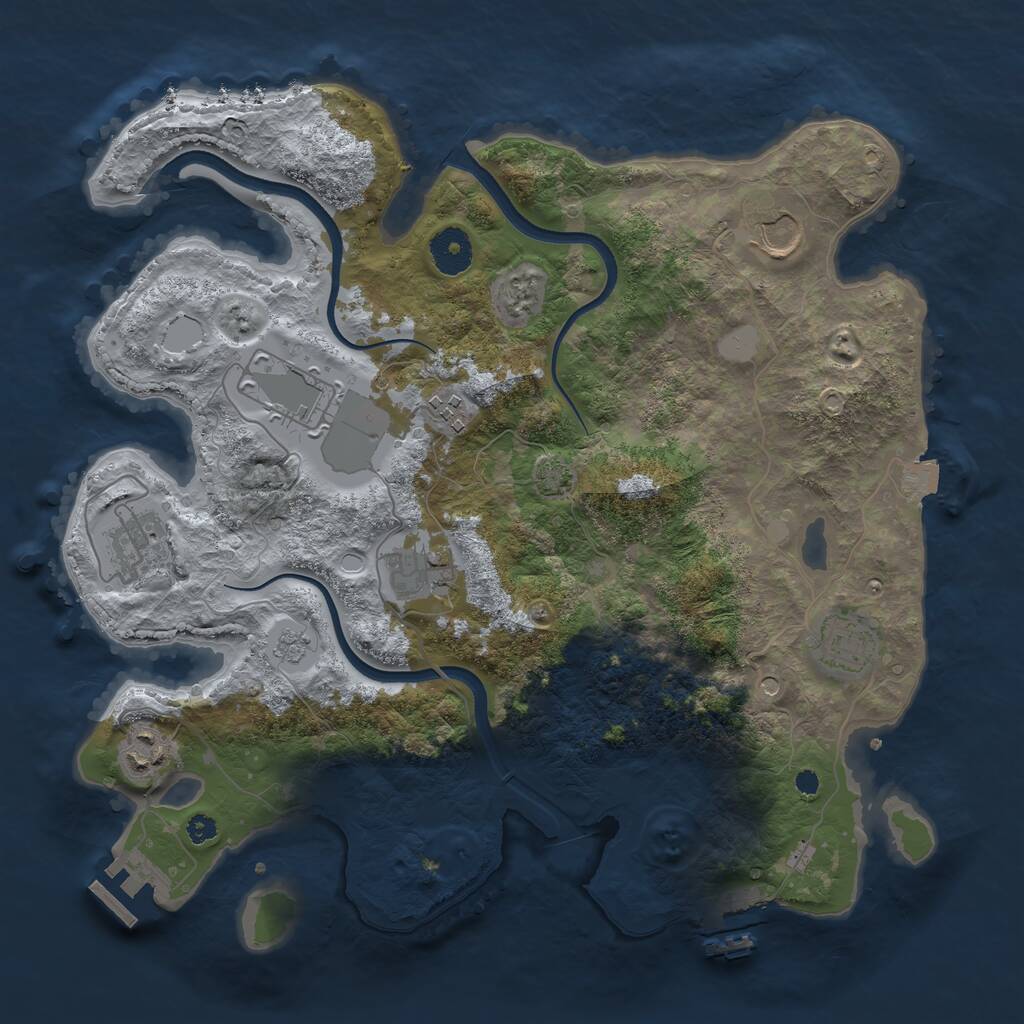 Rust Map: Procedural Map, Size: 3500, Seed: 9236388, 13 Monuments