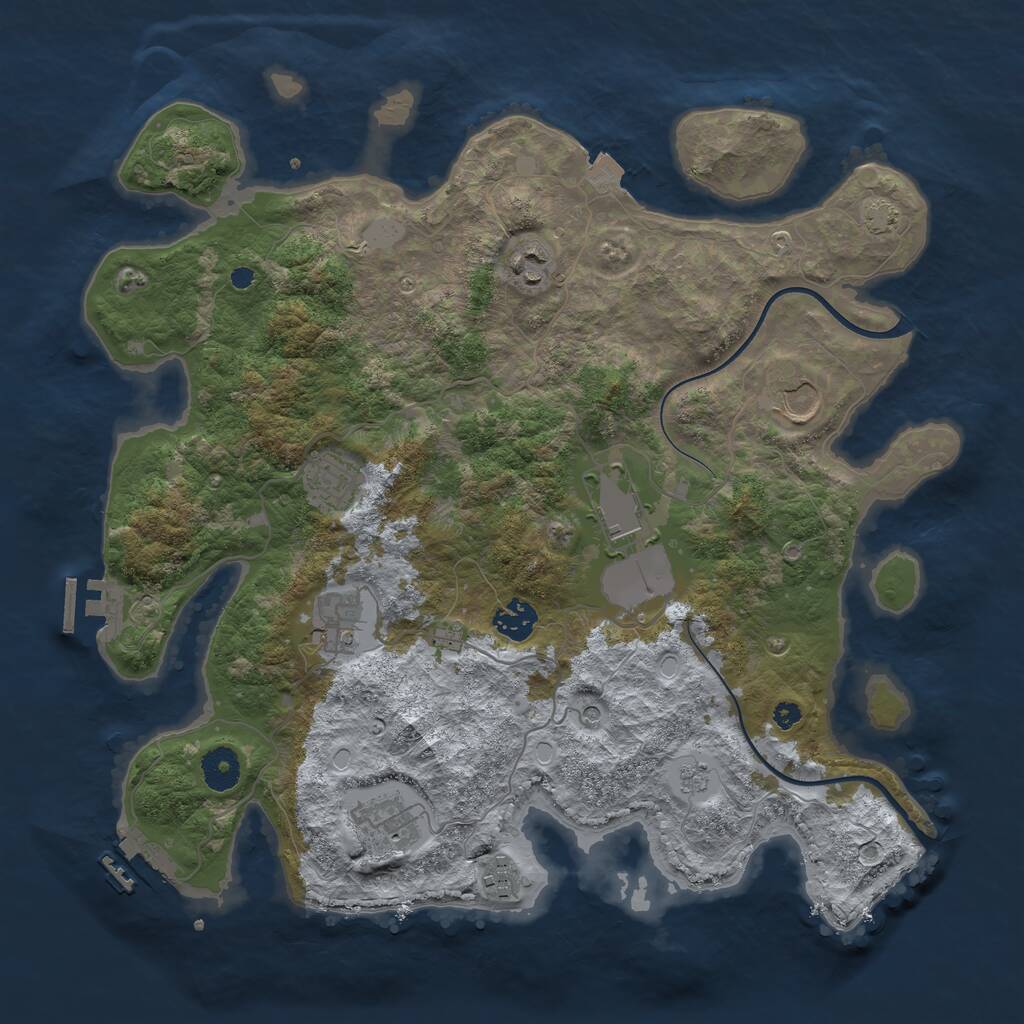 Rust Map: Procedural Map, Size: 3750, Seed: 23137978, 14 Monuments