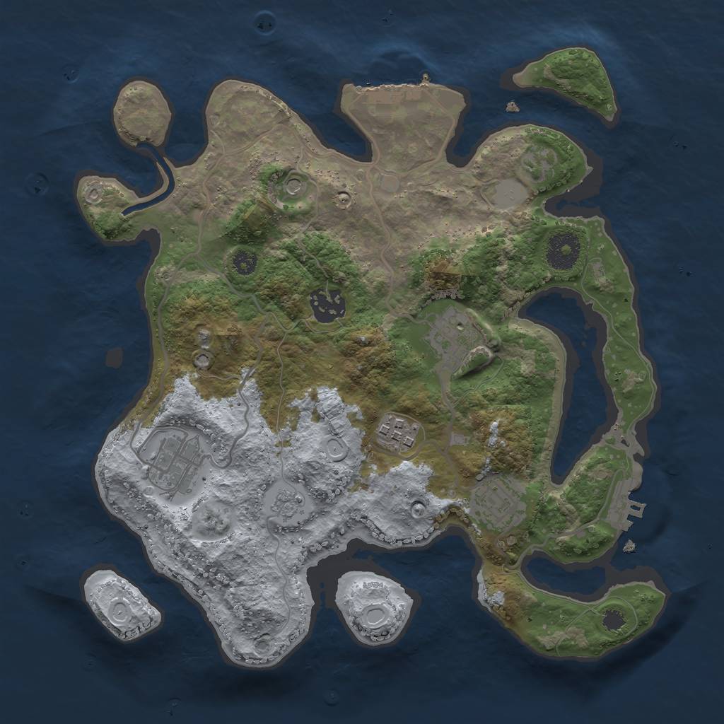 Rust Map: Procedural Map, Size: 3000, Seed: 3636, 14 Monuments
