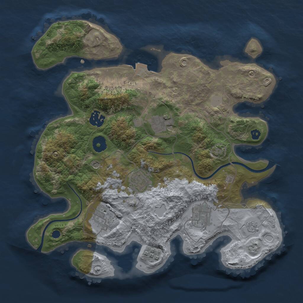 Rust Map: Procedural Map, Size: 3000, Seed: 562, 10 Monuments