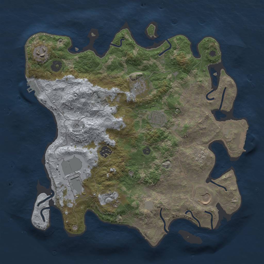 Rust Map: Procedural Map, Size: 3500, Seed: 22091479, 17 Monuments