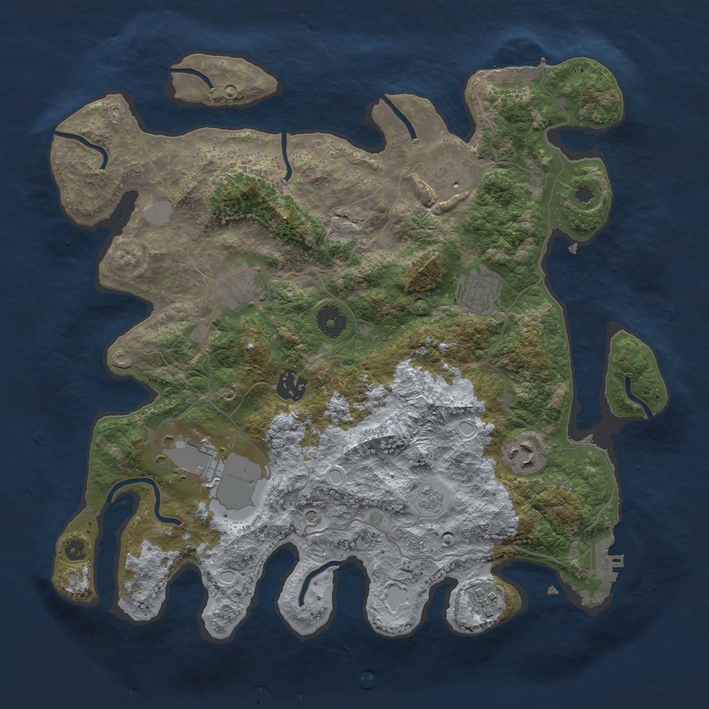 Rust Map: Procedural Map, Size: 3500, Seed: 946891919, 16 Monuments