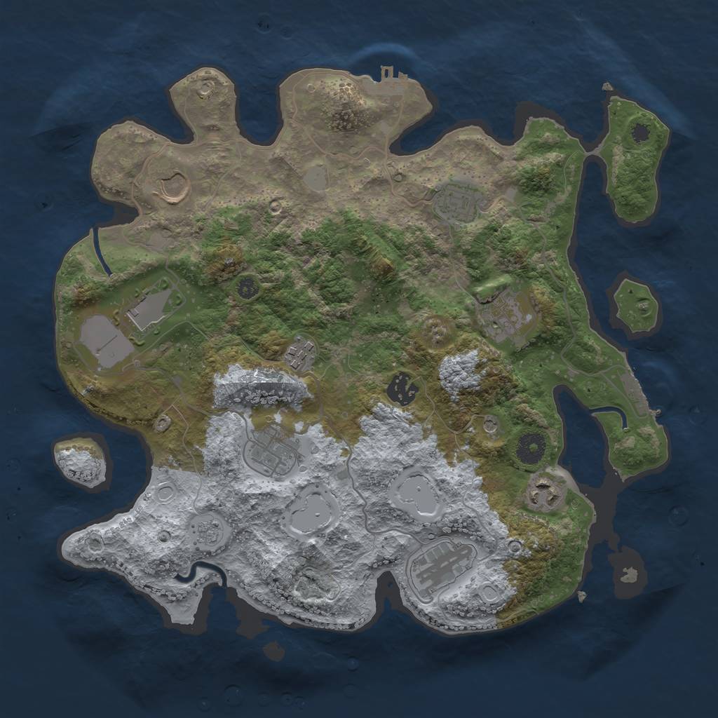 Rust Map: Procedural Map, Size: 3500, Seed: 61450032, 18 Monuments