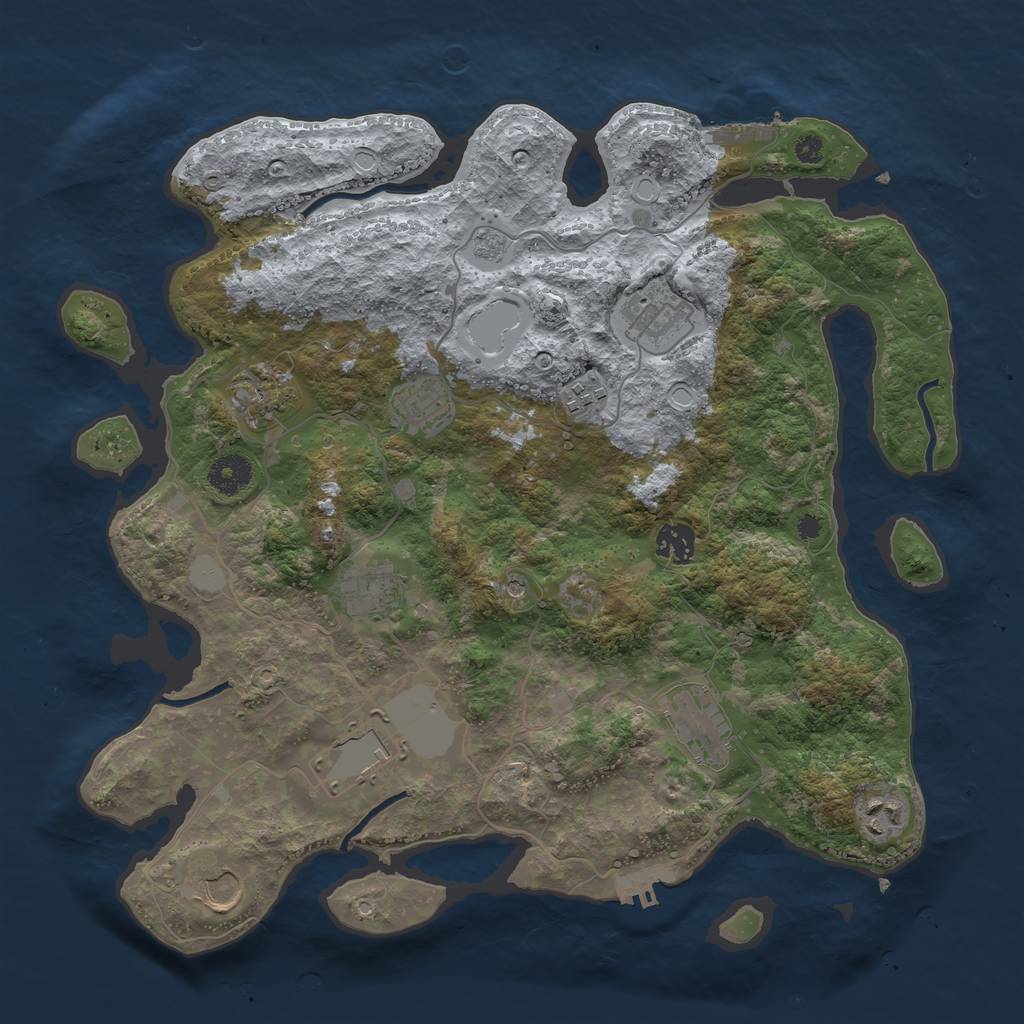 Rust Map: Procedural Map, Size: 3750, Seed: 64007966, 19 Monuments