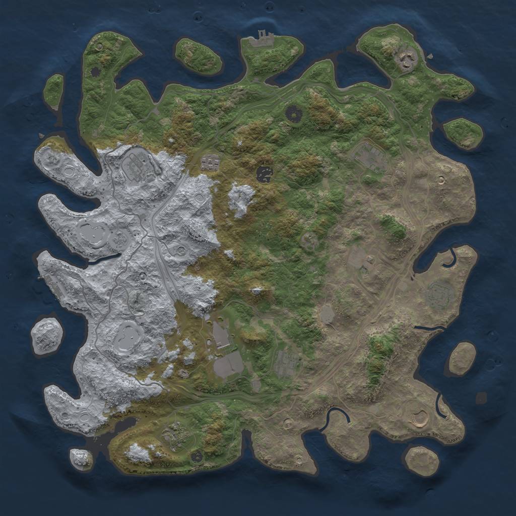 Rust Map: Procedural Map, Size: 4500, Seed: 13860, 18 Monuments