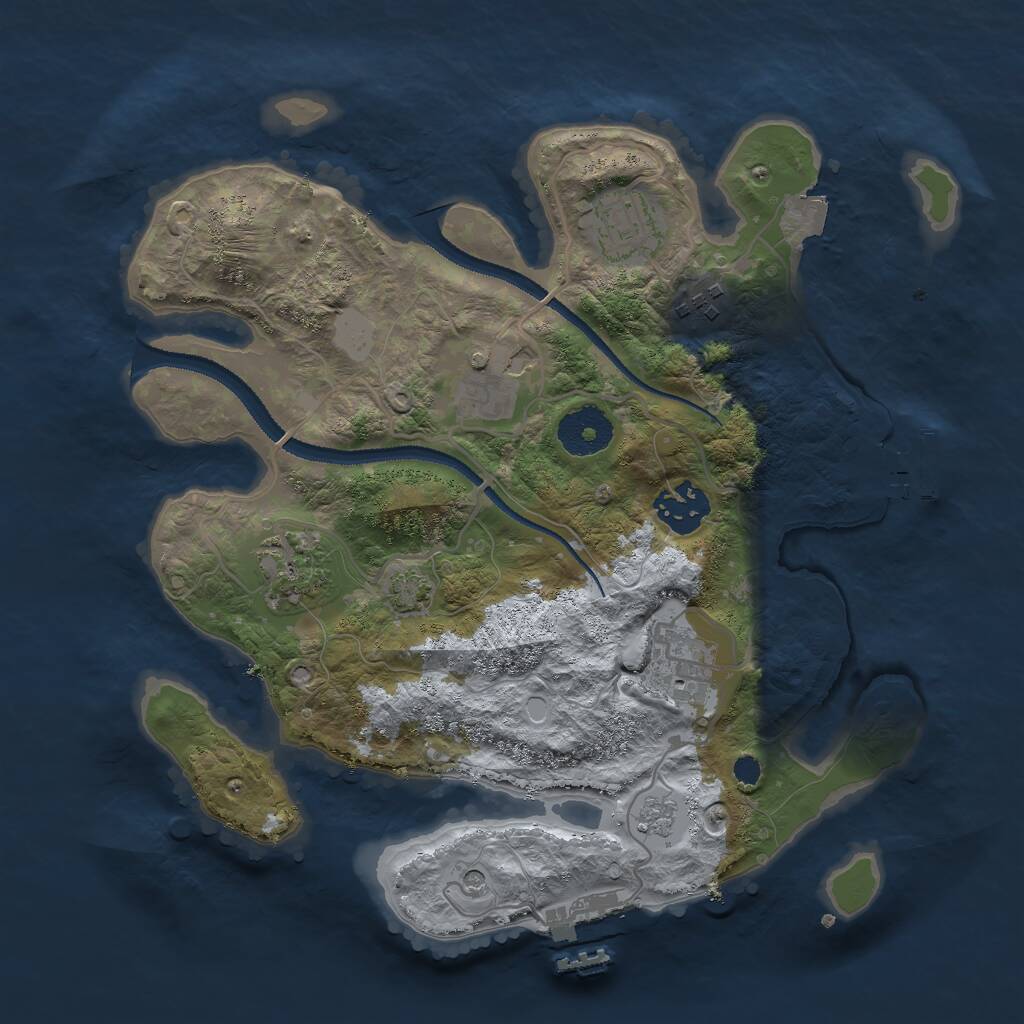 Rust Map: Procedural Map, Size: 3000, Seed: 17200, 12 Monuments