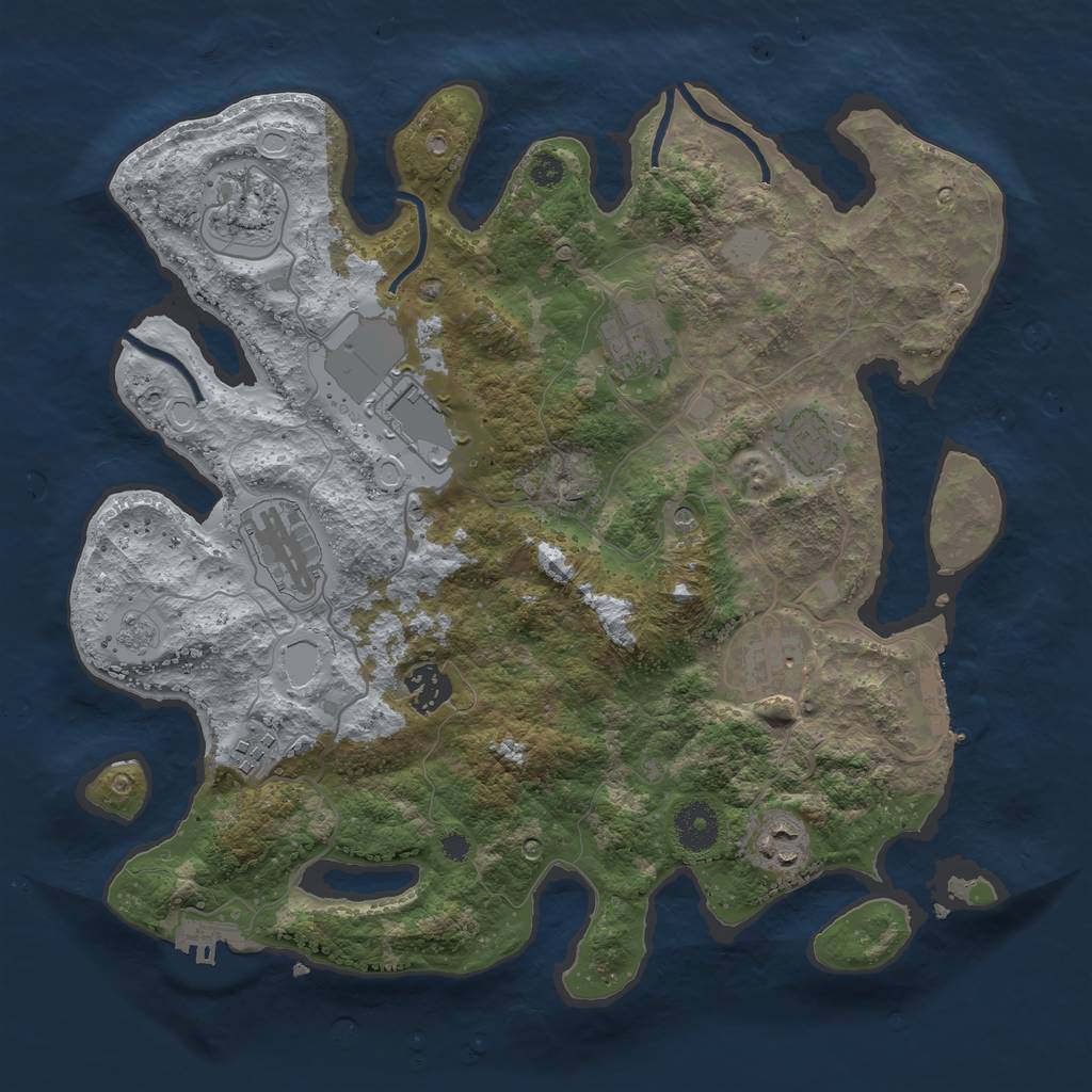 Rust Map: Procedural Map, Size: 3500, Seed: 6873, 18 Monuments