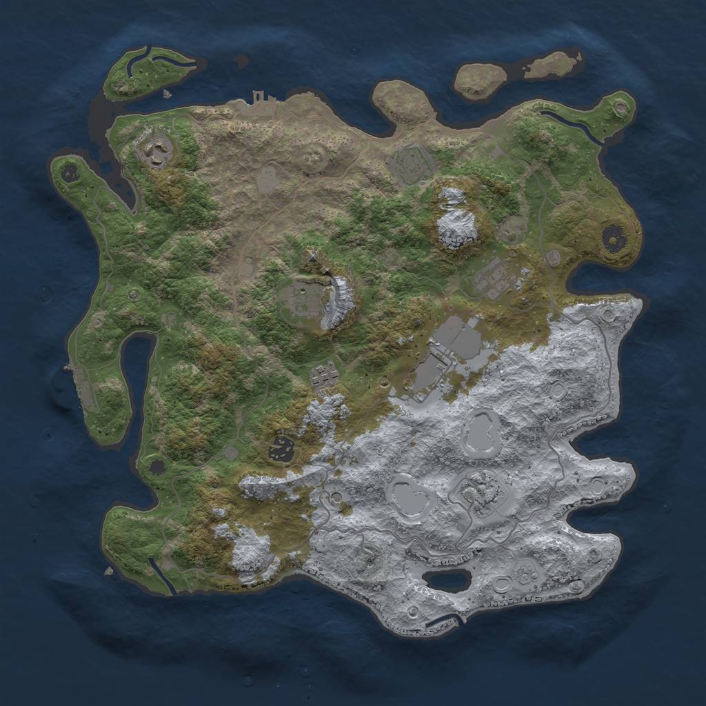 Rust Map: Procedural Map, Size: 4000, Seed: 845743696, 15 Monuments