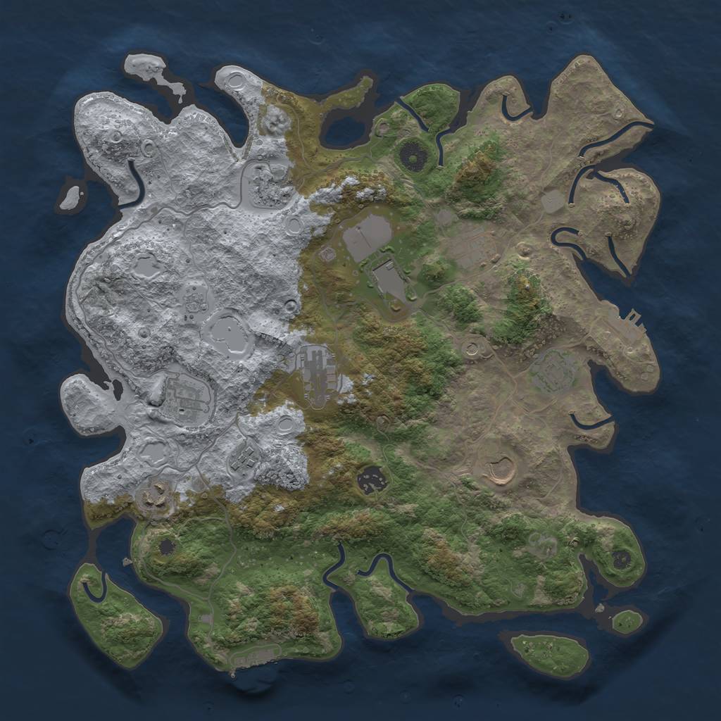 Rust Map: Procedural Map, Size: 3850, Seed: 72514467, 19 Monuments