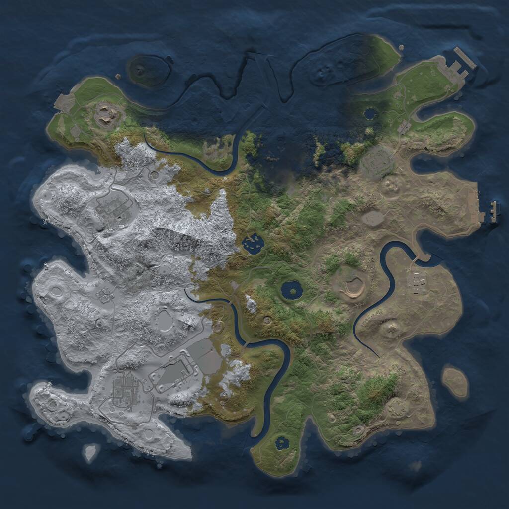 Rust Map: Procedural Map, Size: 3700, Seed: 435243936, 15 Monuments