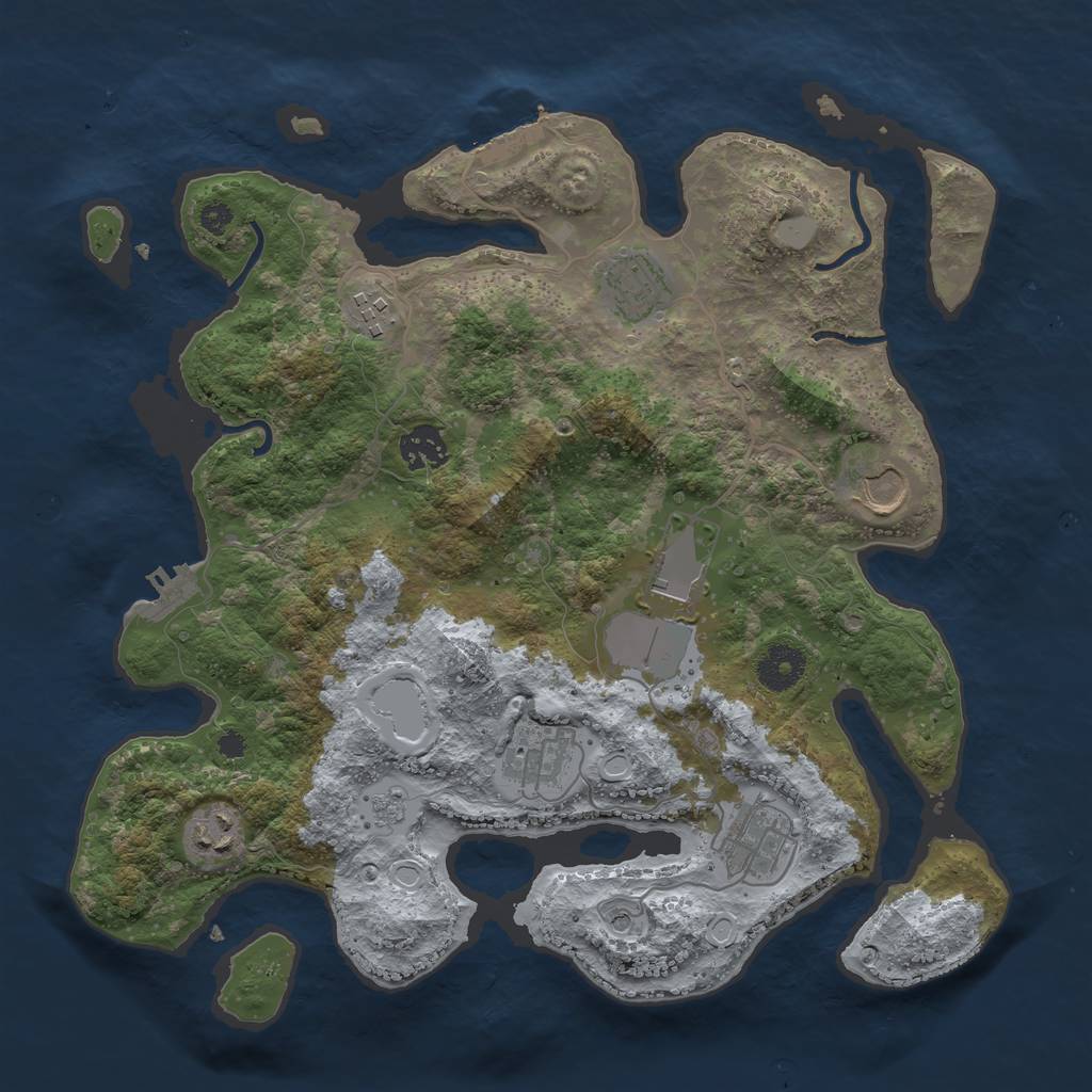 Rust Map: Procedural Map, Size: 3500, Seed: 2027028229, 17 Monuments