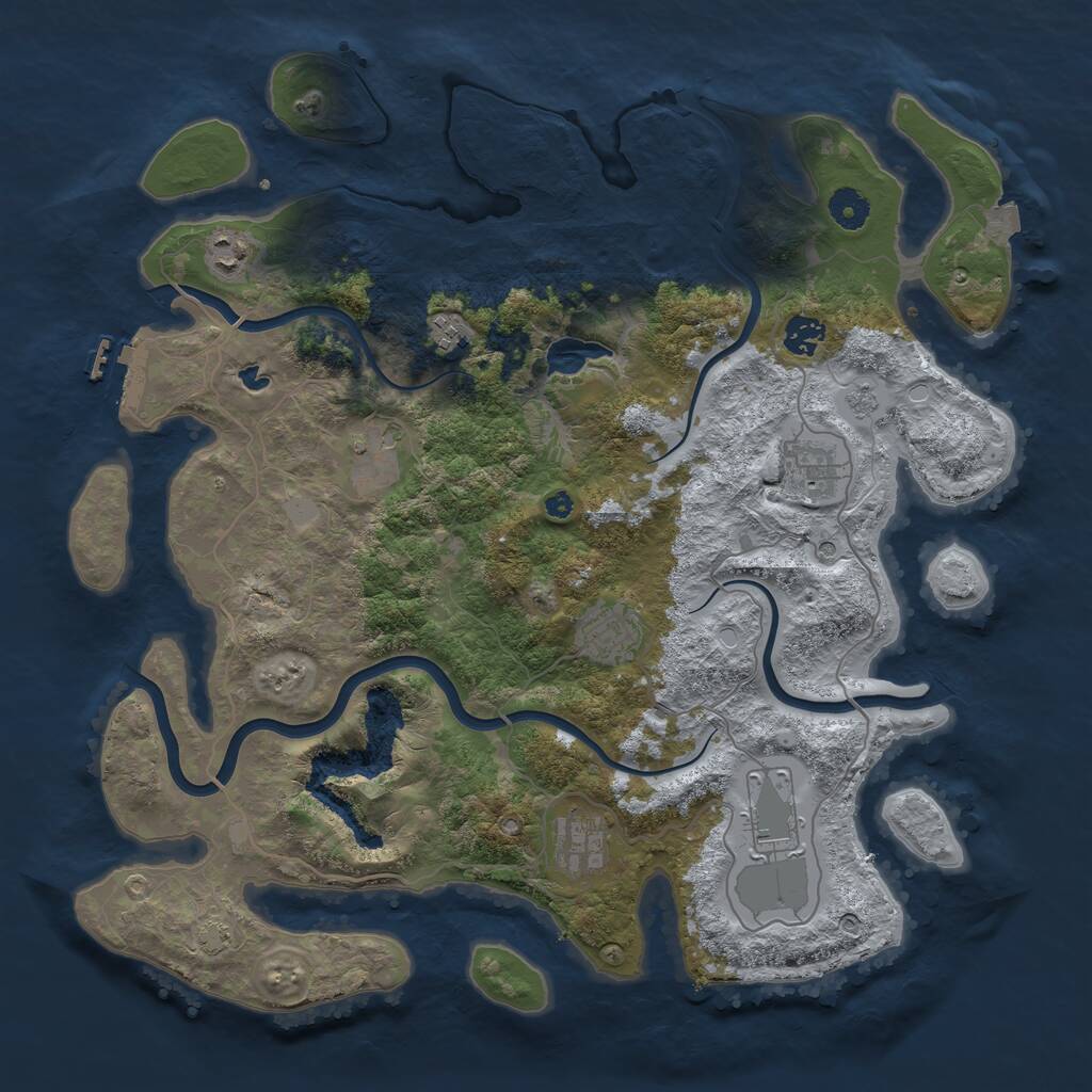 Rust Map: Procedural Map, Size: 4050, Seed: 19696059, 13 Monuments