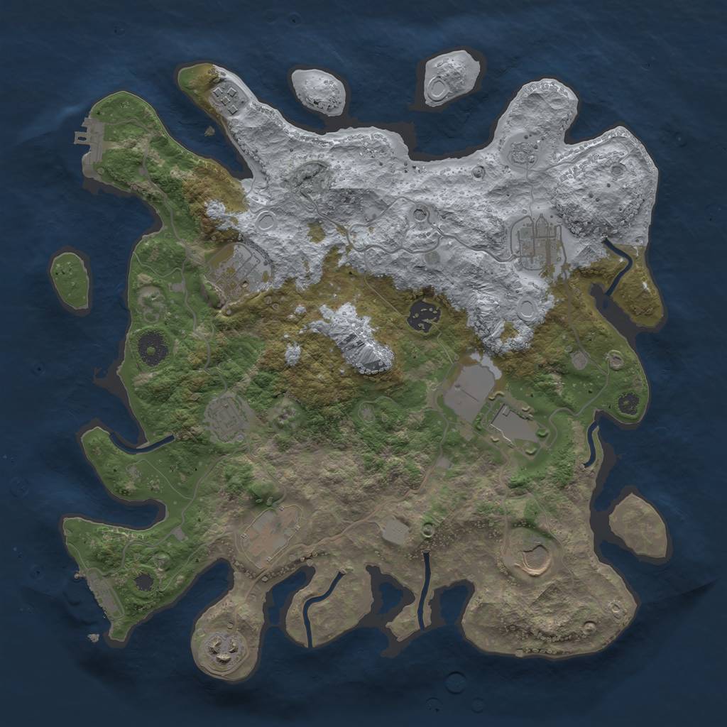 Rust Map: Procedural Map, Size: 3500, Seed: 1521086812, 18 Monuments
