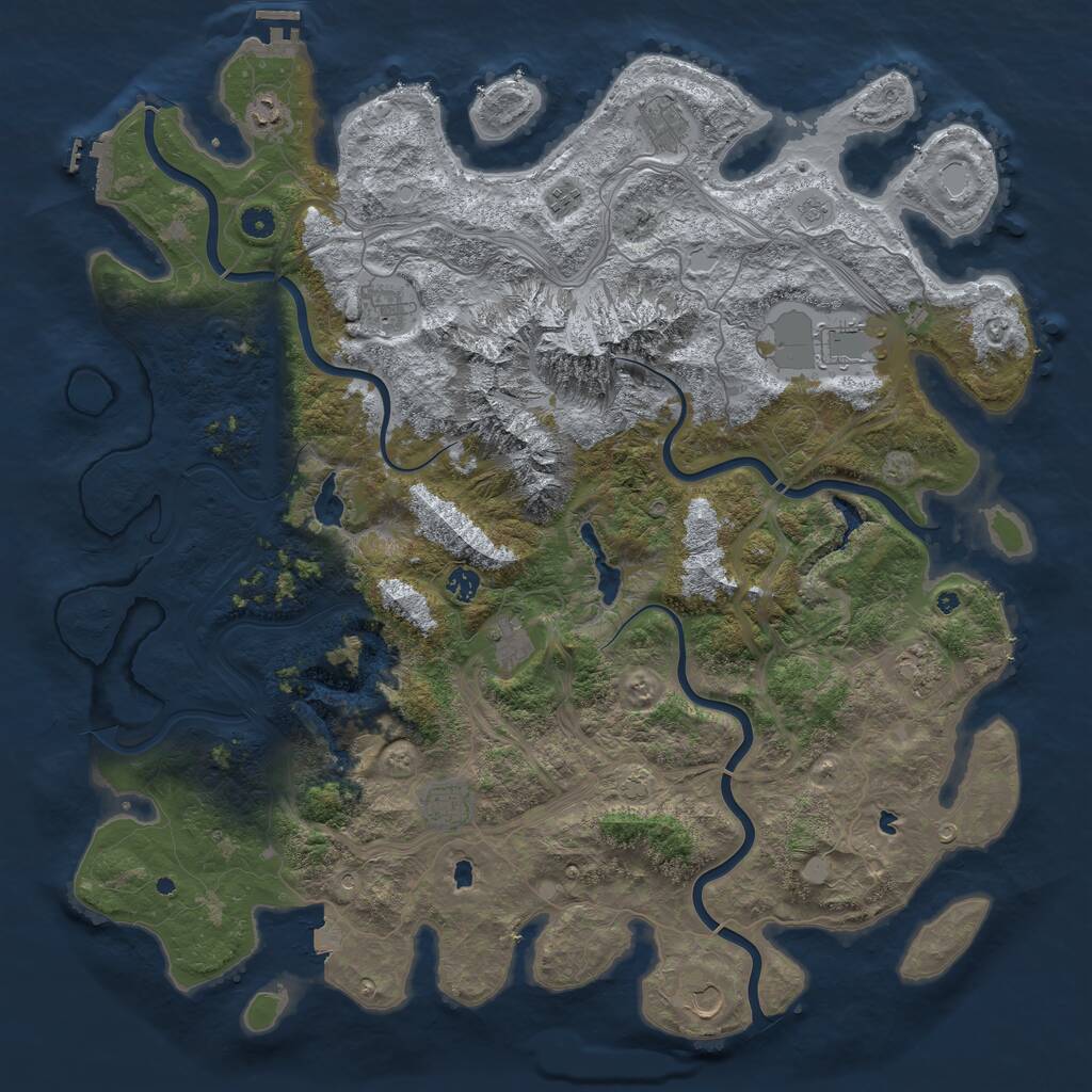 Rust Map: Procedural Map, Size: 5000, Seed: 123258, 16 Monuments