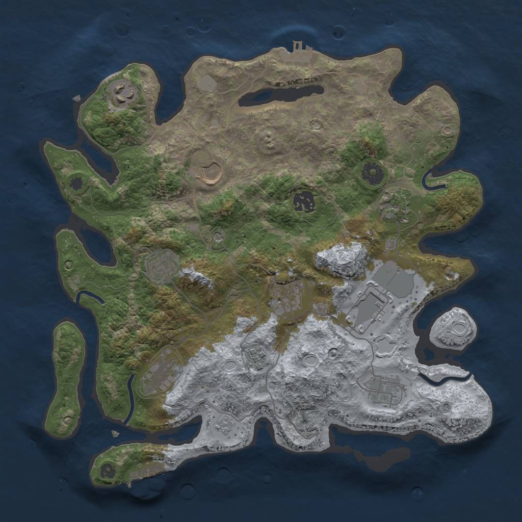 Rust Map: Procedural Map, Size: 3500, Seed: 365385555, 19 Monuments