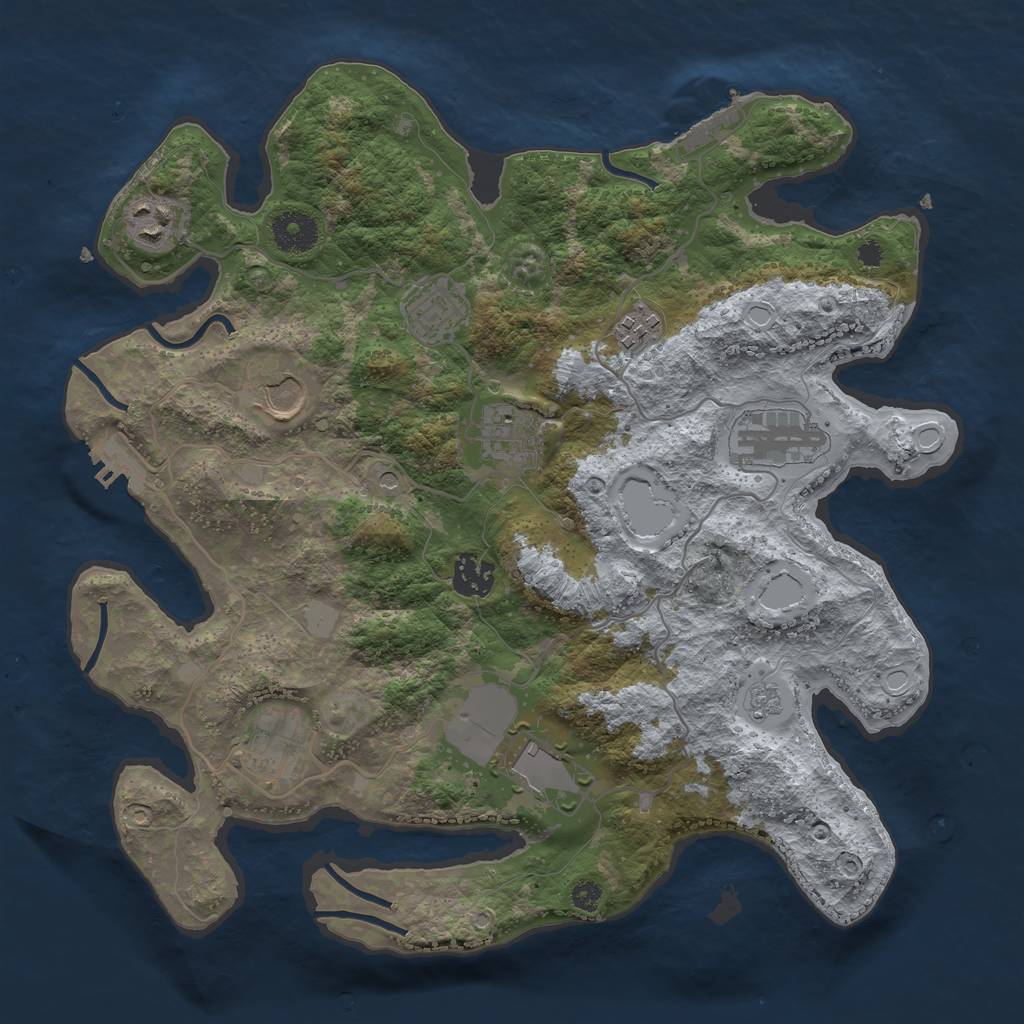 Rust Map: Procedural Map, Size: 3500, Seed: 40879855, 16 Monuments
