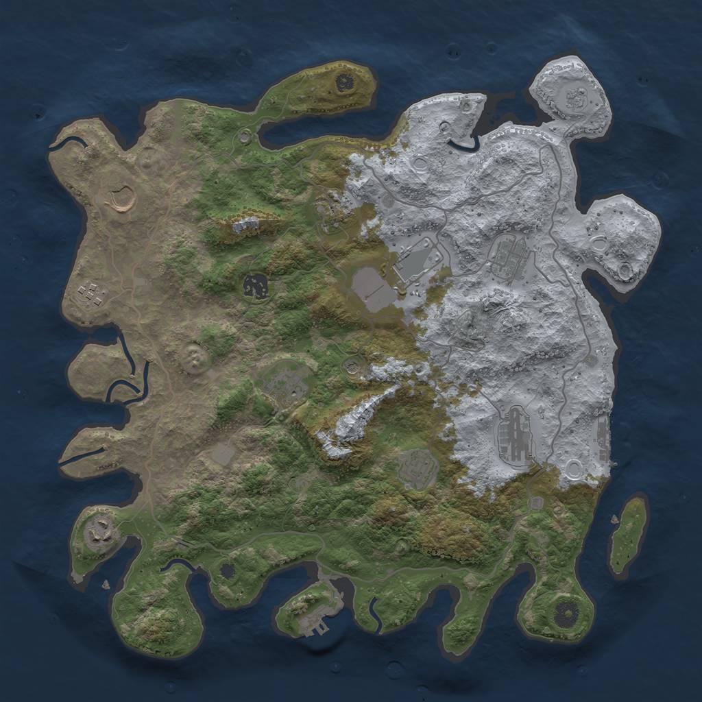 Rust Map: Procedural Map, Size: 4000, Seed: 1604, 19 Monuments