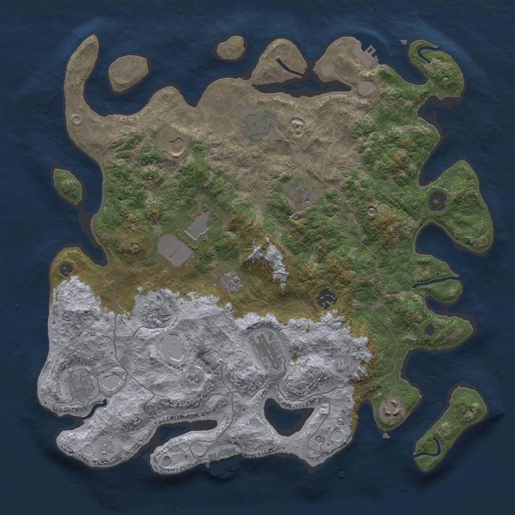 Rust Map: Procedural Map, Size: 4000, Seed: 48220923, 19 Monuments