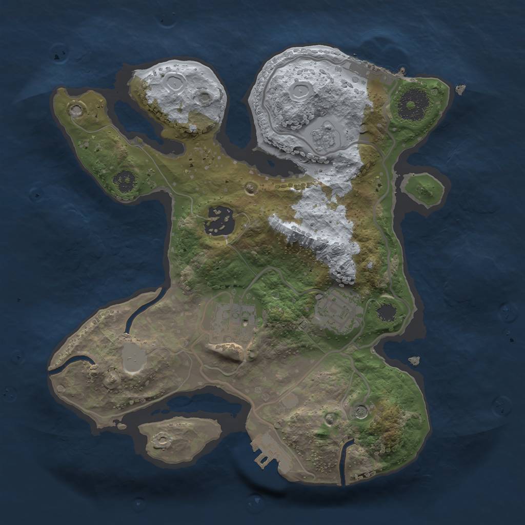 Rust Map: Procedural Map, Size: 2500, Seed: 34857, 12 Monuments