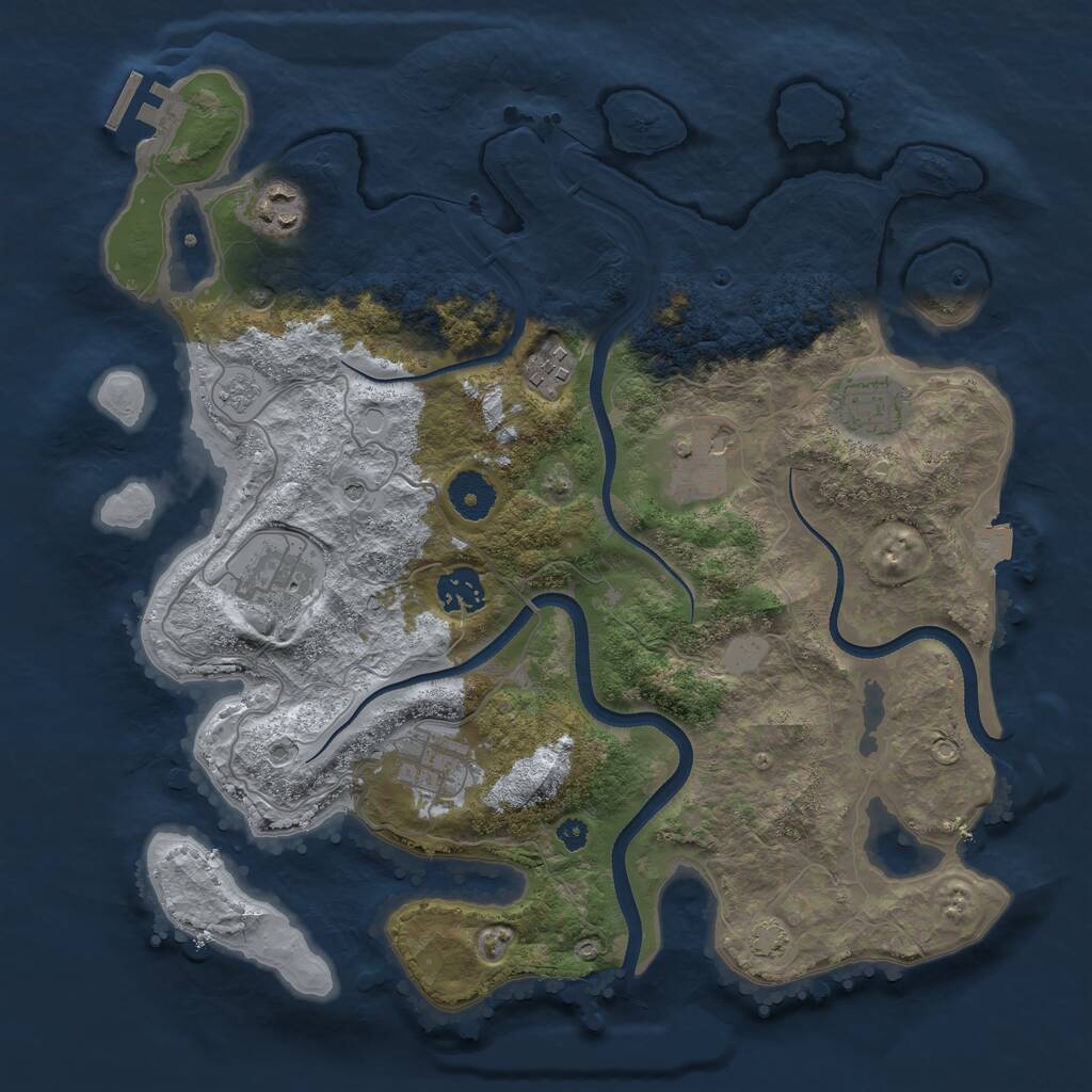 Rust Map: Procedural Map, Size: 3500, Seed: 1068347148, 12 Monuments