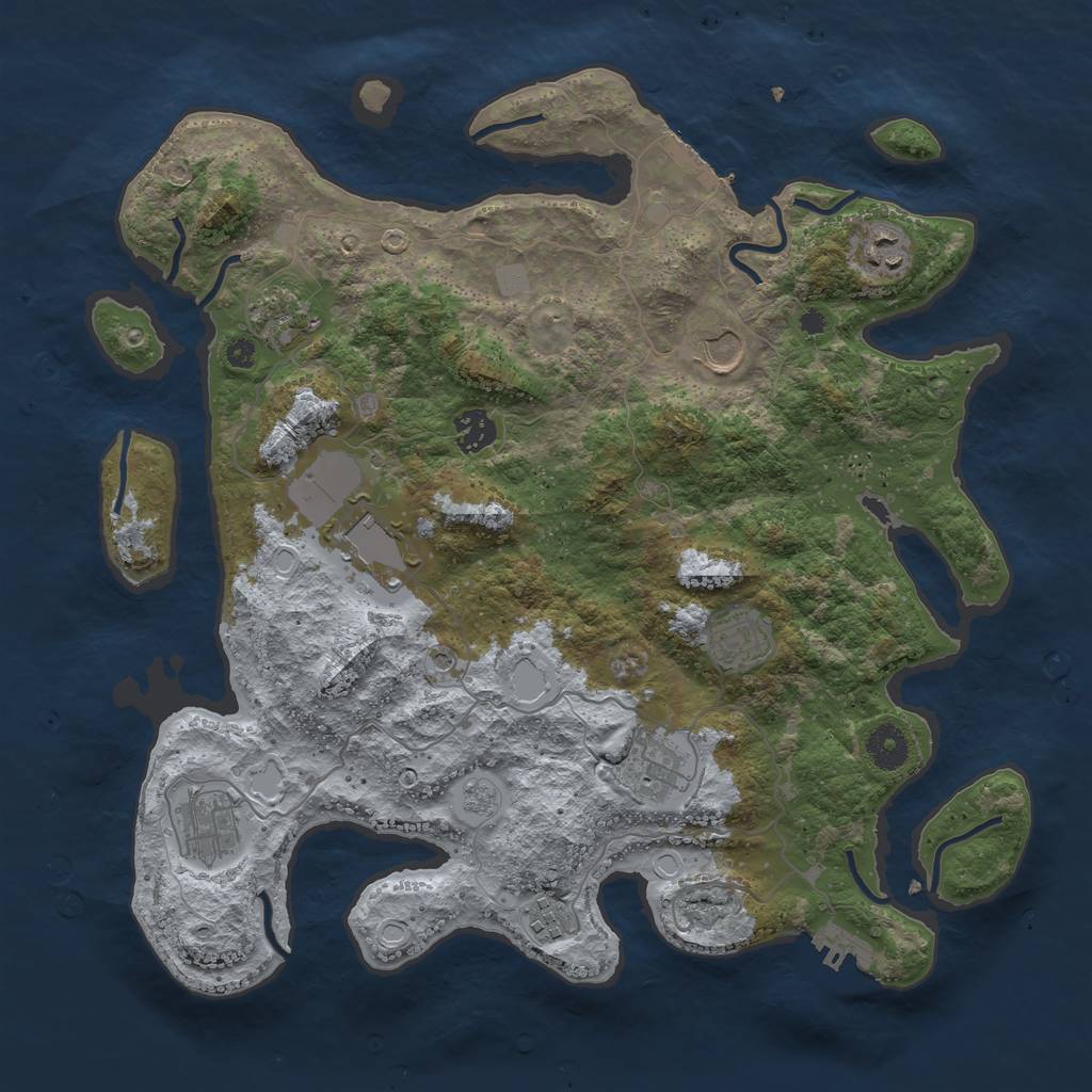 Rust Map: Procedural Map, Size: 3800, Seed: 22106, 18 Monuments